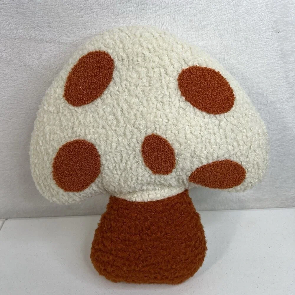 Mushroom Decorative Throw Pillow Harvest Orange‎ & White 13
